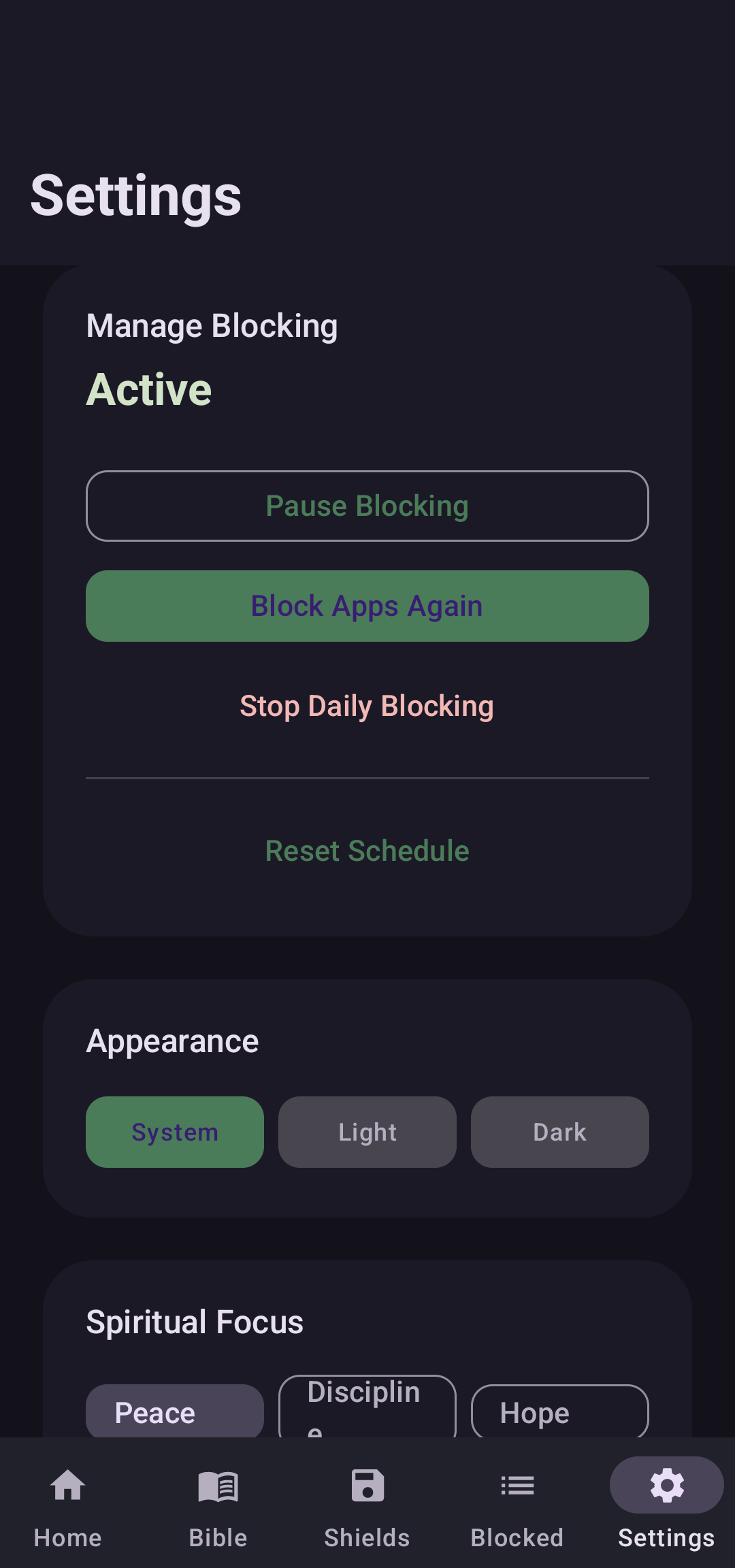 Sessions and settings